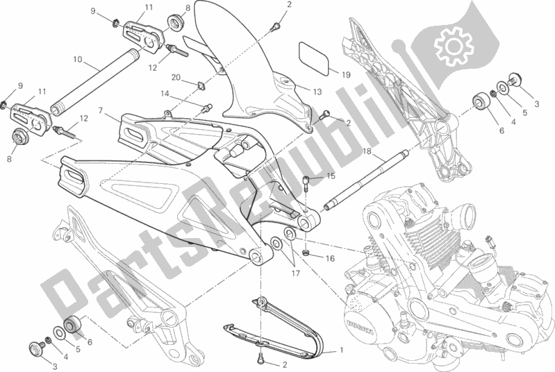 Tutte le parti per il Forcellone del Ducati Monster 696 USA Anniversary 2013